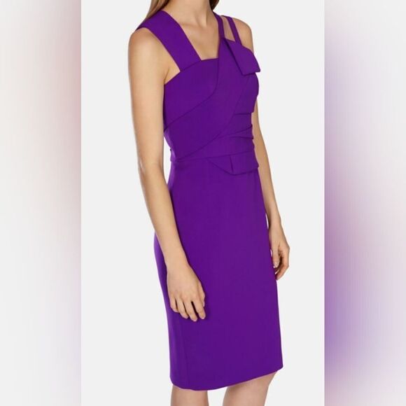Karen Millen Structured Purple Pencil Cocktail Dress 10 Fairy Boho Preppy Chic - Picture 1 of 10